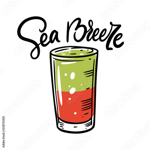 Sea Breeze cocktail. Flat style. Colorful cartoon vector illustration. Isolated on white background.