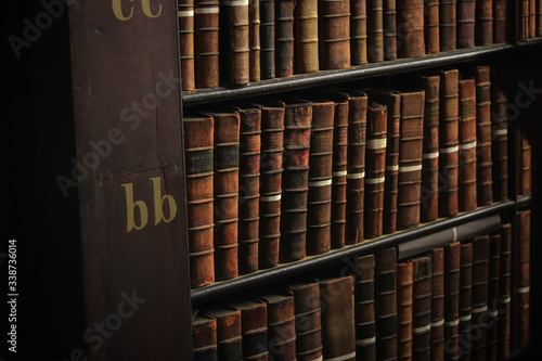 Photography old books in library
