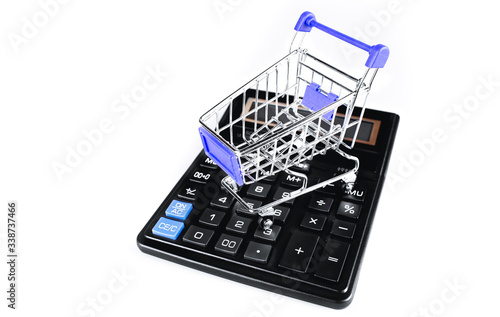 shopping cart, trolley on the calculator