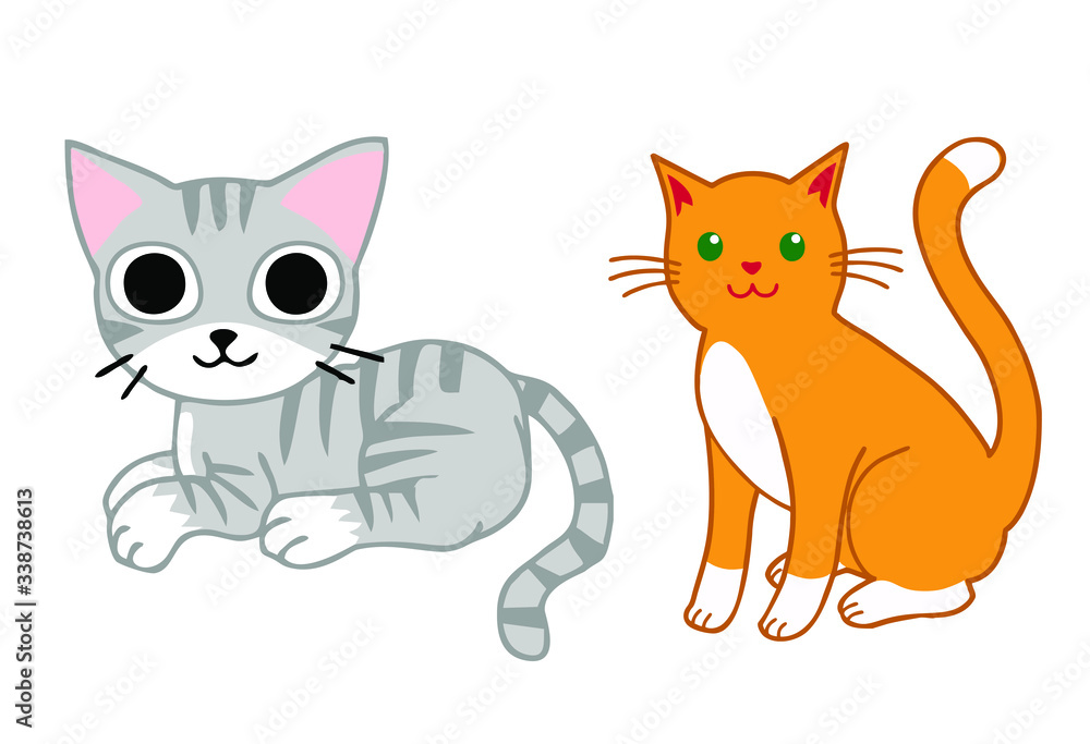 Vector illustration of two Cats silhouette.
