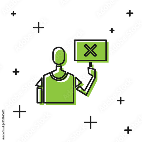 Black Nature saving protest icon isolated on white background. Earth planet protection, environmental issues demonstration.  Vector Illustration