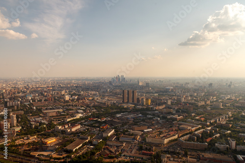 Bird's eye view of Moscow. View from the viewing restaurant of the Ostankino TV tower. © Alex Vog