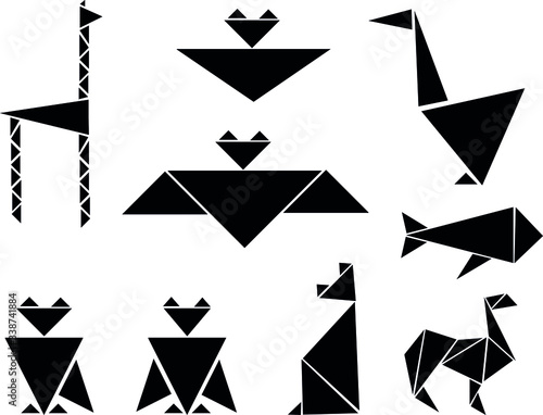 Geometric animals - triangle animal set