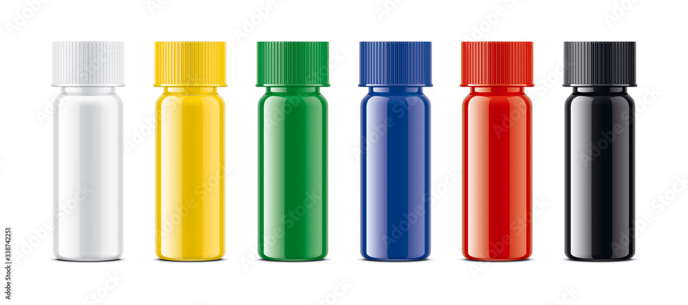 Colored Bottles set. Non-transparent Glossy version. Colored Bottles set. Non-transparent Glossy version.