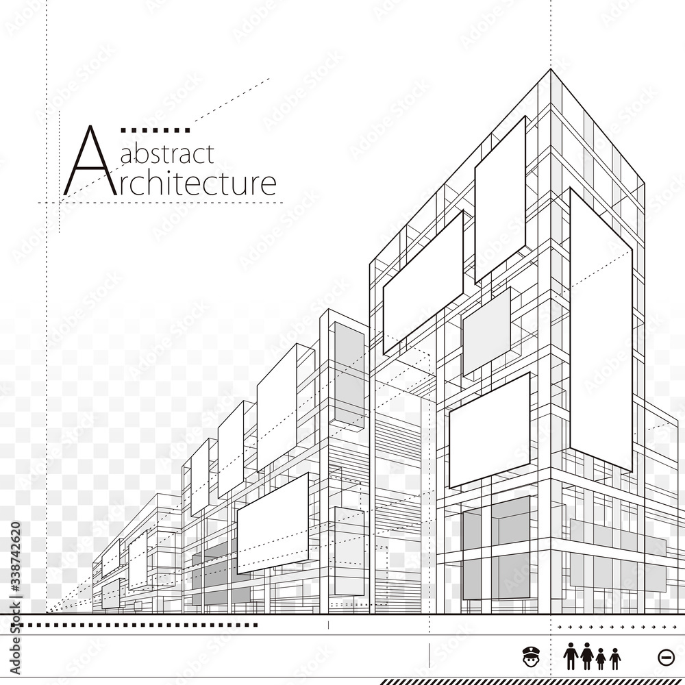 Building construction plan facades architectural sketch.Vector illustration  Stock Vector | Adobe Stock