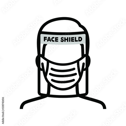 Face Shield Must Be Worn Symbol, Vector Illustration, Isolate On White Background Icon. EPS10