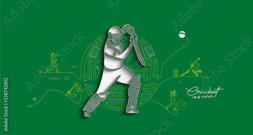 Cricket banner batsman championship background.