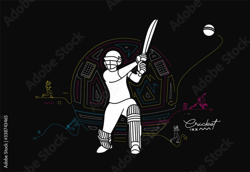 Cricket banner batsman championship background.