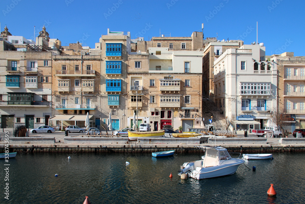 quay and buildings in senglea in malta