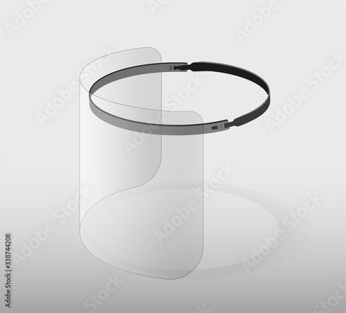 Face shield to prevent virus and dust, Air pollution, Medical mask. Pandemic covid-19 virus and protection coronavirus concept. Brend new protection mask for doctors. Vector illustration
