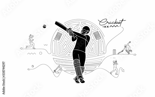 Cricket banner batsman championship background.
