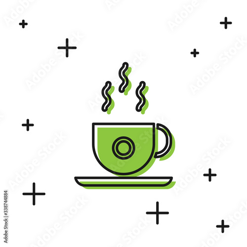 Black Coffee cup icon isolated on white background. Tea cup. Hot drink coffee.  Vector Illustration