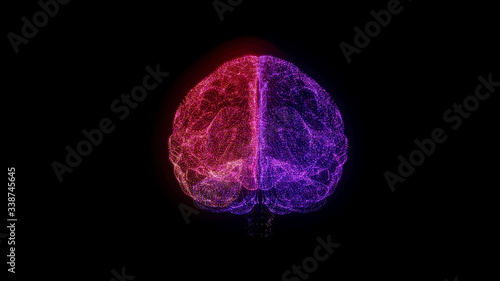 Brain Hologram Wireframe. Nice 3D Render on a black background