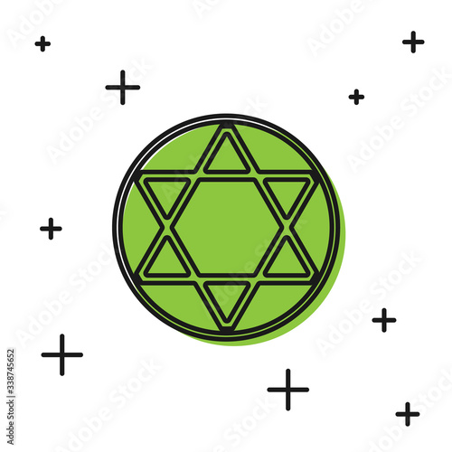 Black Star of David icon isolated on white background. Jewish religion symbol. Symbol of Israel.  Vector Illustration