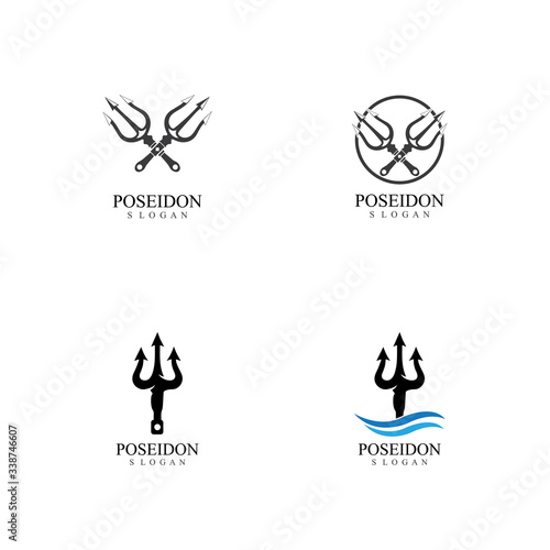 Trident design vector and poseidon icon illustration template