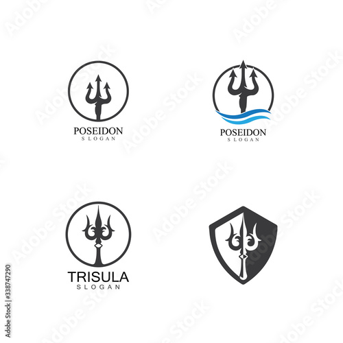 Trident design vector and poseidon icon illustration template