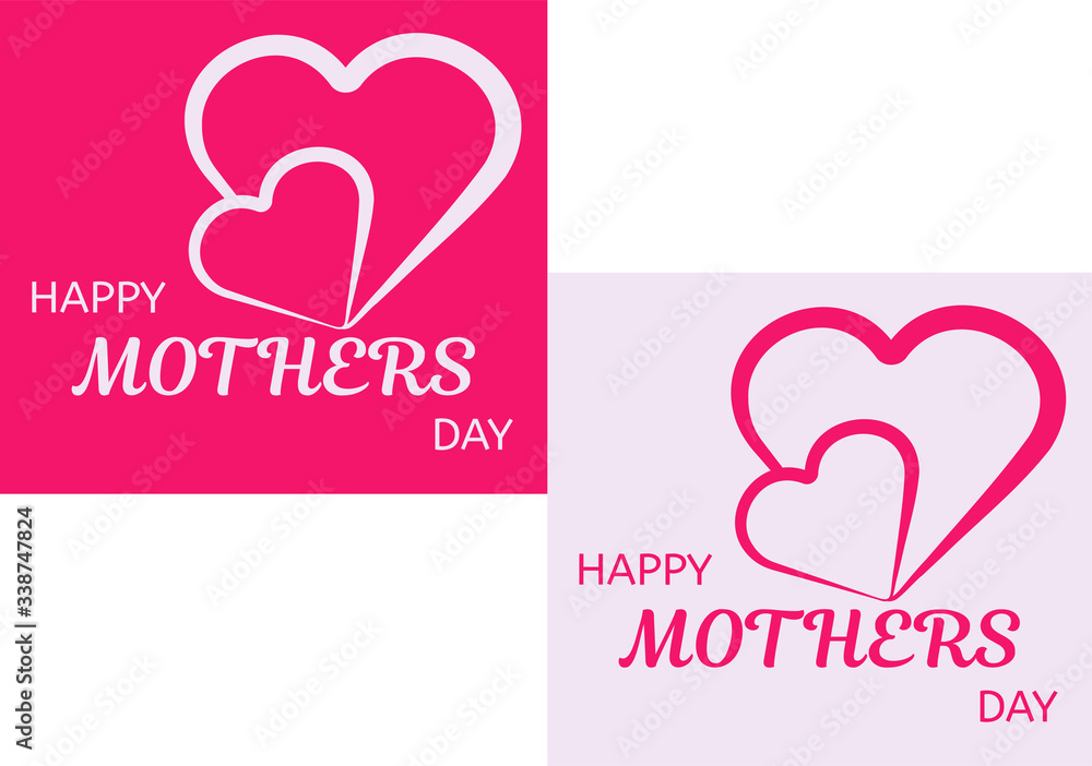 Happy mother's day. Design in pink shades. Hearts