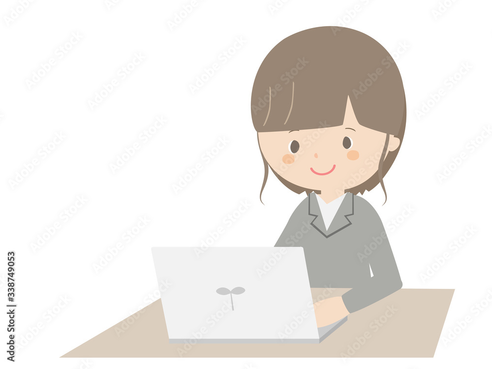 Business woman working with a laptop.