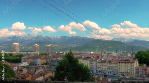 Timelapse of Bulles cablecar, Bastille hill in Grenoble, France