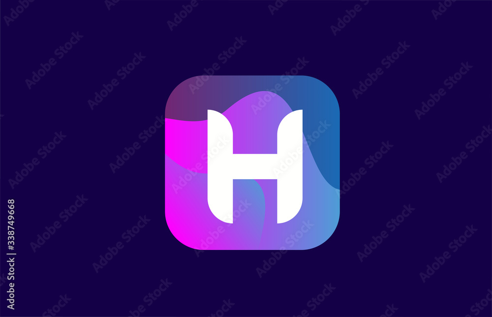 pink blue H alphabet letter logo design icon for company and business