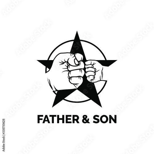 hand, fist, star, father and son logo design inspiration