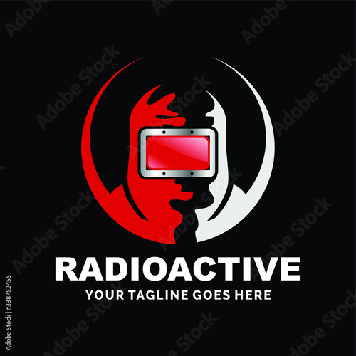 Radioactive Radiation, Biohazard Gas Mask Logo design inspiration, Design element for logo, poster, card, banner, emblem, t shirt. Vector illustration