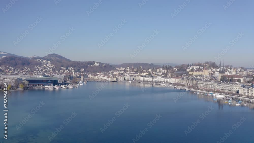 Drones approaching Lucerne over Lake Lucerne Drones approaching Lucerne over Lake Lucerne