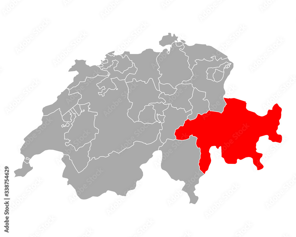 Karte von Graubünden in Schweiz Karte von Graubünden in Schweiz