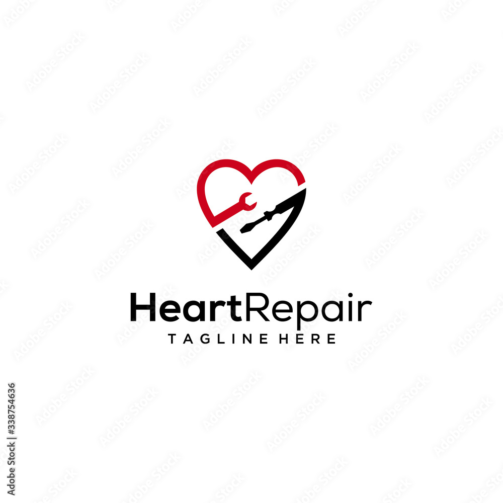 Modern repair heart/Love vector logo Decorative design elements