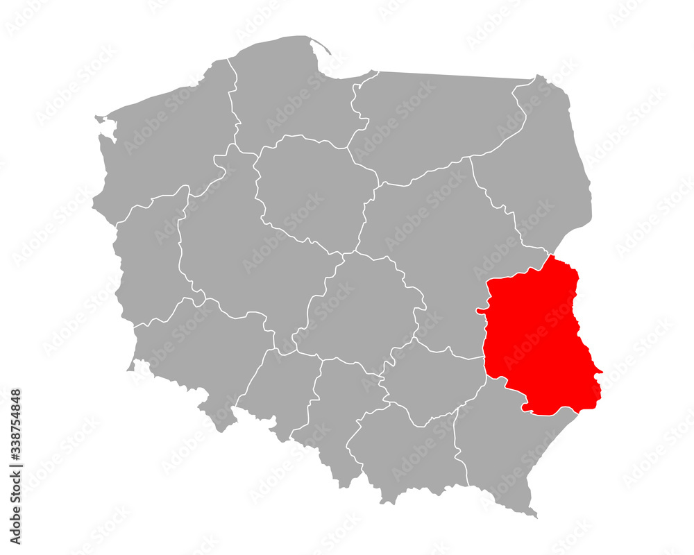 Obraz premium Karte von Lubelskie in Polen