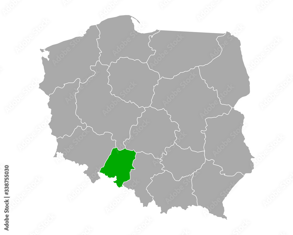 Obraz premium Karte von Opolskie in Polen