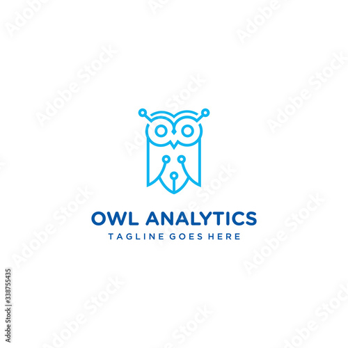 Creative modern simple owl analytic sign technology logo design template