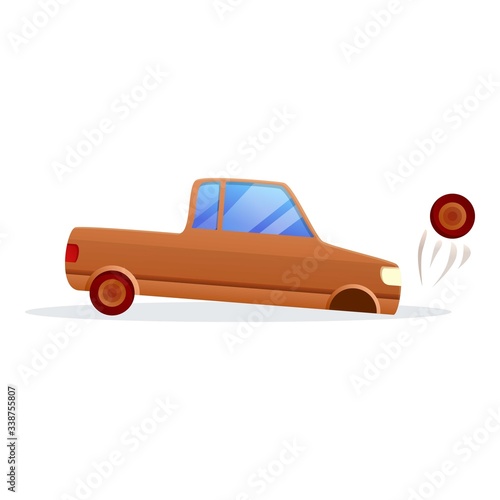 Broken car wheel icon. Cartoon of broken car wheel vector icon for web design isolated on white background