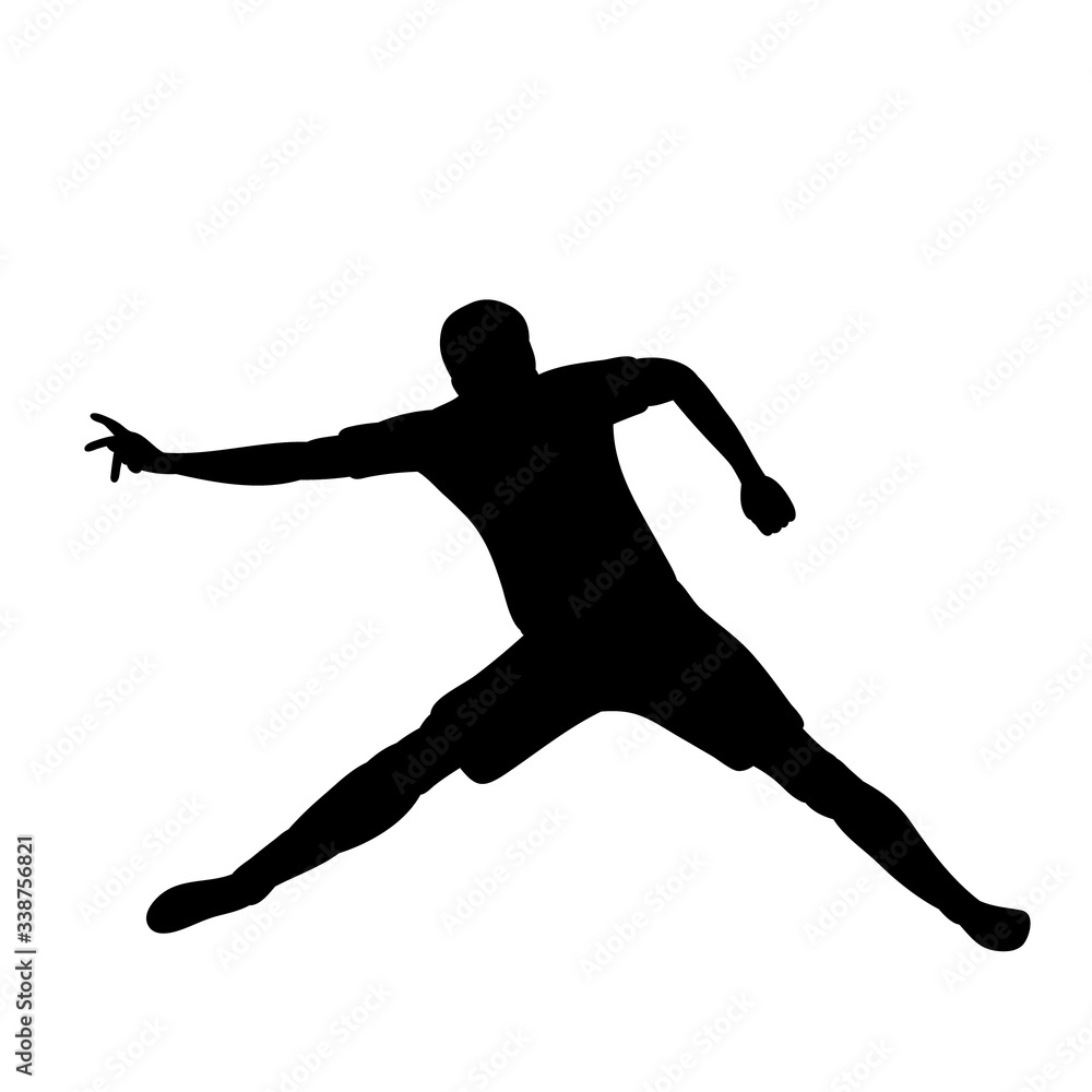 vector, white background, black silhouette male athlete