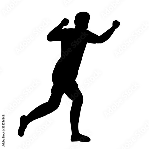 vector, on a white background, black silhouette man rejoices