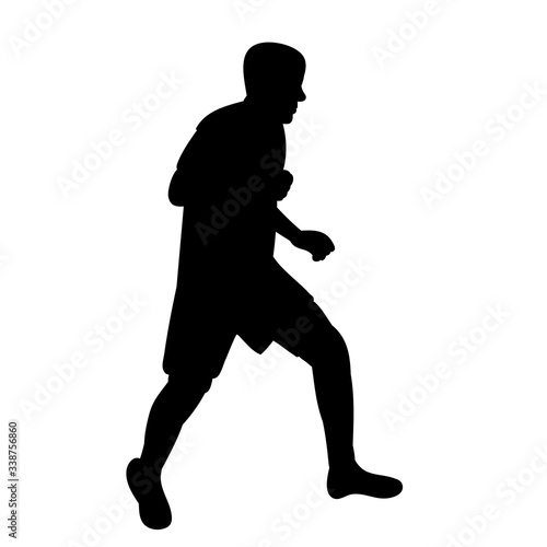 vector, white background, black silhouette of a man running