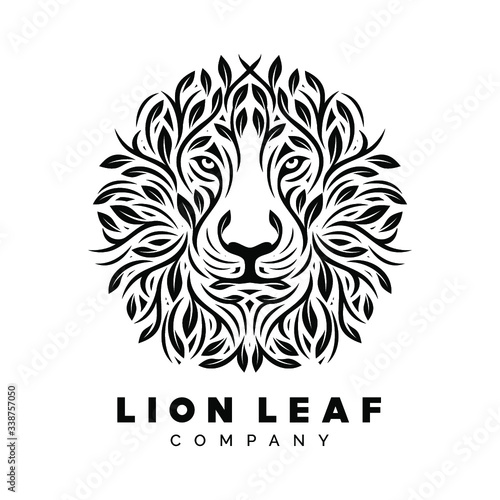lion leaf logo vector illustration, Design element for logo, poster, card, banner, emblem, t shirt. Vector illustration