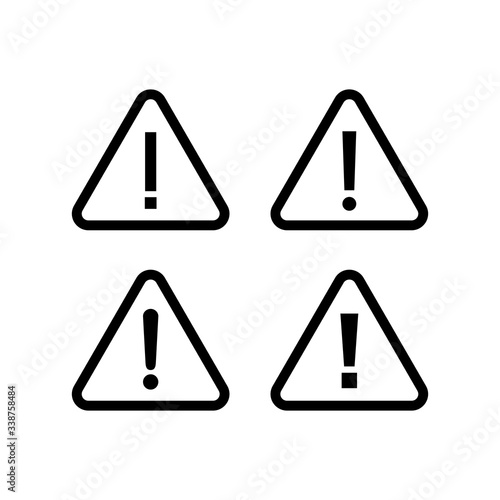 Exclamation danger sign vector icon set. attention sign icon. Hazard warning attention sign. icon alert. Risk