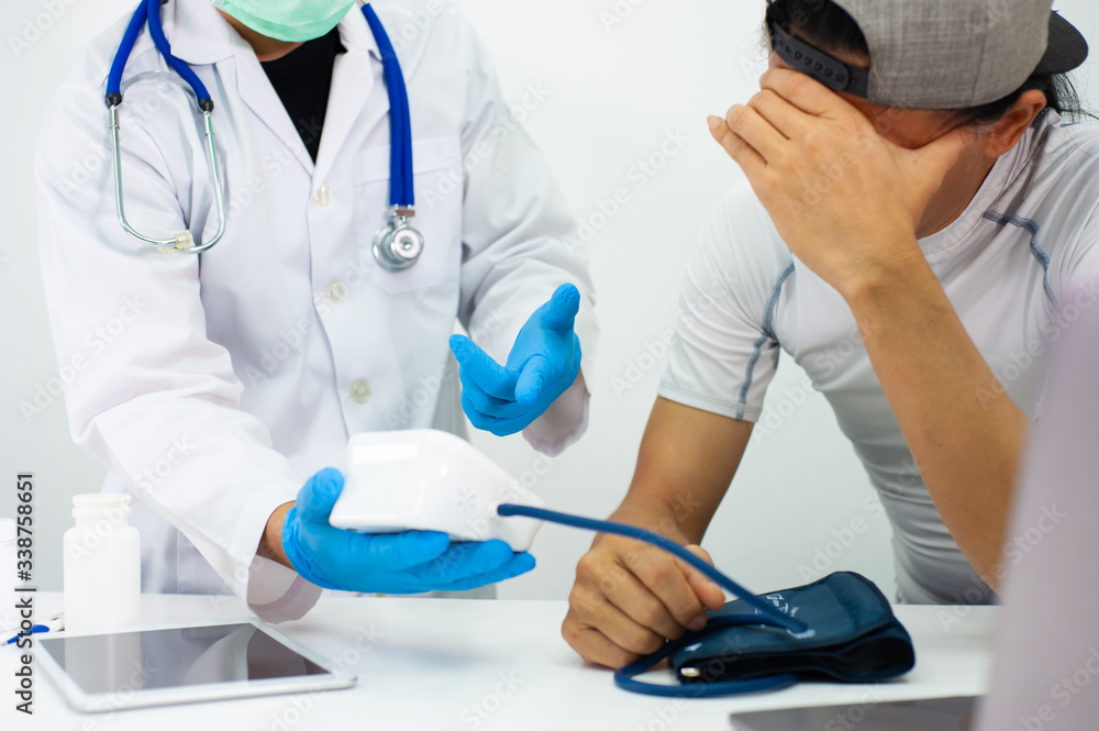 The young man felt stressed and worried about blood pressure. The doctor advised patients about the treatment of hypertension. The young man felt stressed and worried about blood pressure. The doctor advised patients about the treatment of hypertension.