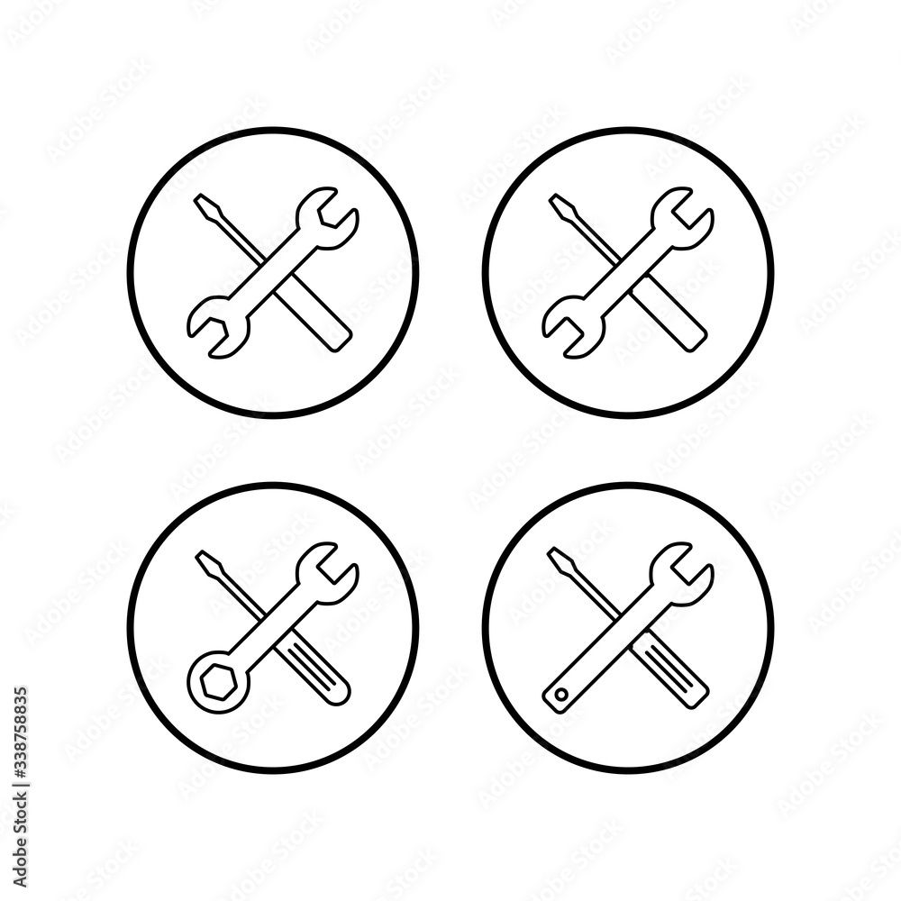 Repair icons set. Wrench and screwdriver icon. Settings vector icon. Maintenance Repair icons set. Wrench and screwdriver icon. Settings vector icon. Maintenance