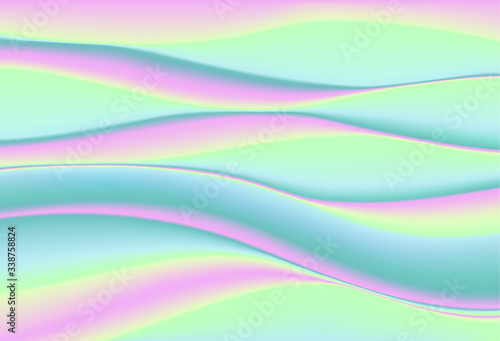 Abstract background of waves of holographic and neon colors