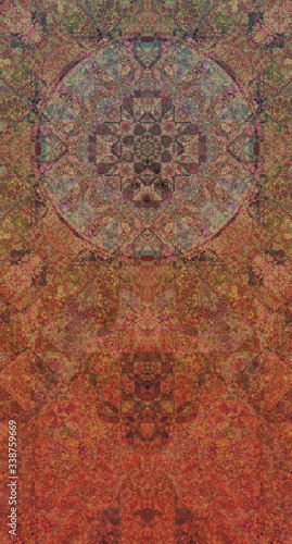 Experimental art with intricate and colorful abstract patterns created digitally with added noise and pixelation for more complexity. Suitable for psychedelic-themed artwork photo