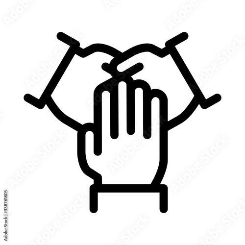 triple handshake icon vector. triple handshake sign. isolated contour symbol illustration