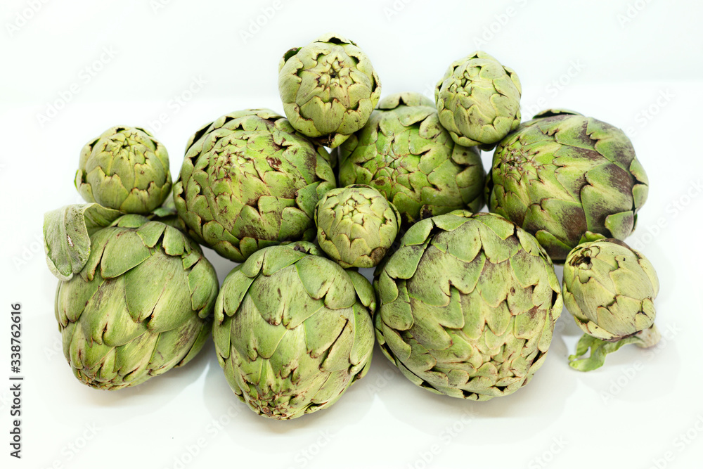 artichokes on the white background. artichokes on the white background.