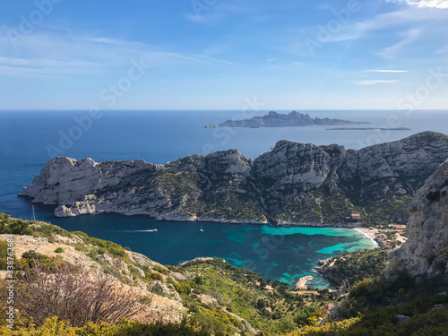 Calanque de Sormiou - Cap Redon - Bec de Sormiou - Île de Riou - Vue depuis la crête de Morgiou - Marseille - France