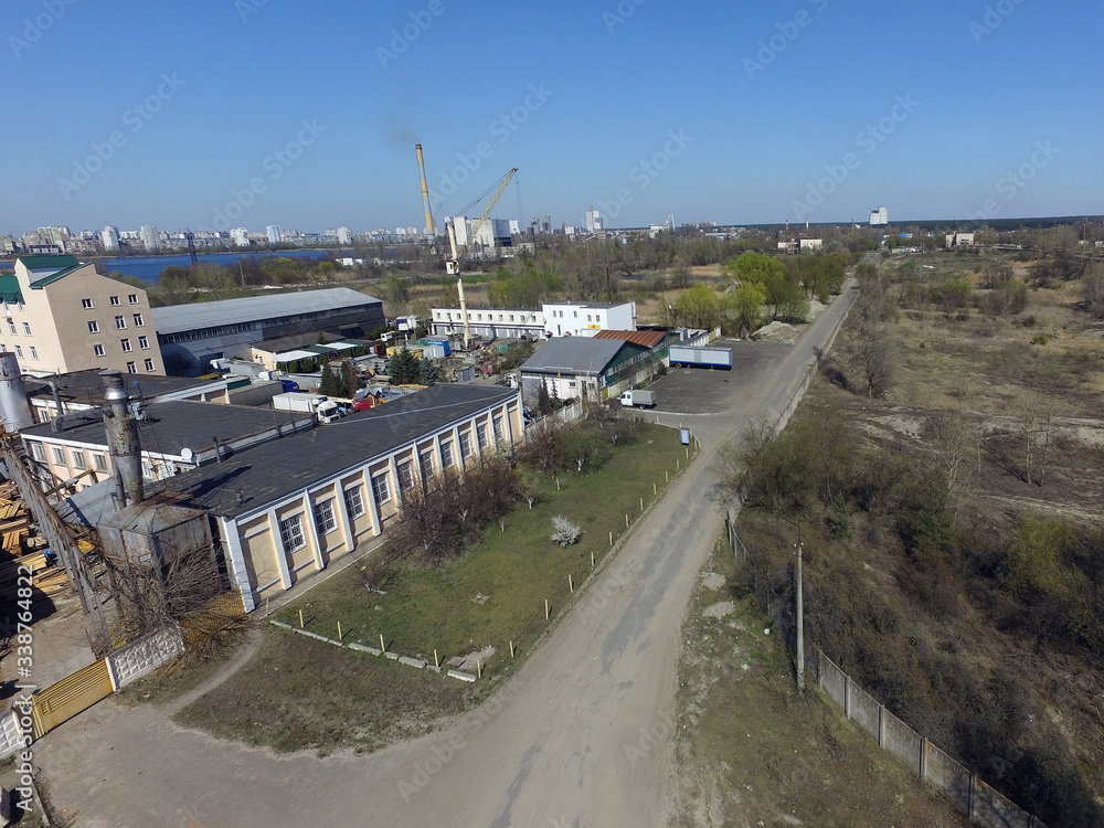 Aerial view of industrial area inKiev at spring (drone image). Aerial view of industrial area inKiev at spring (drone image).