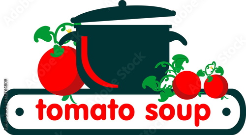 tomato soup, gazpacho, cuisine logo, pan icon 