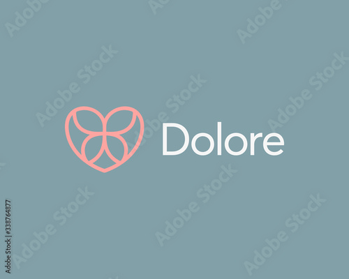 Abstract butterfly and heart logo design vector. Luxury hotel, spa, massage, heritage logotype concept icon.