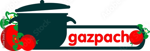 gazpacho, cuisine logo, pan icon 