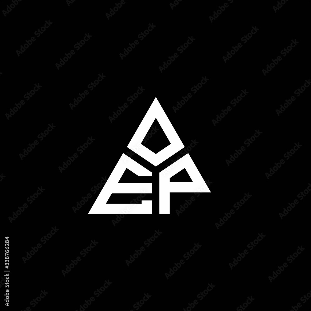 EP monogram logo with 3 pieces shape isolated on triangle EP monogram logo with 3 pieces shape isolated on triangle